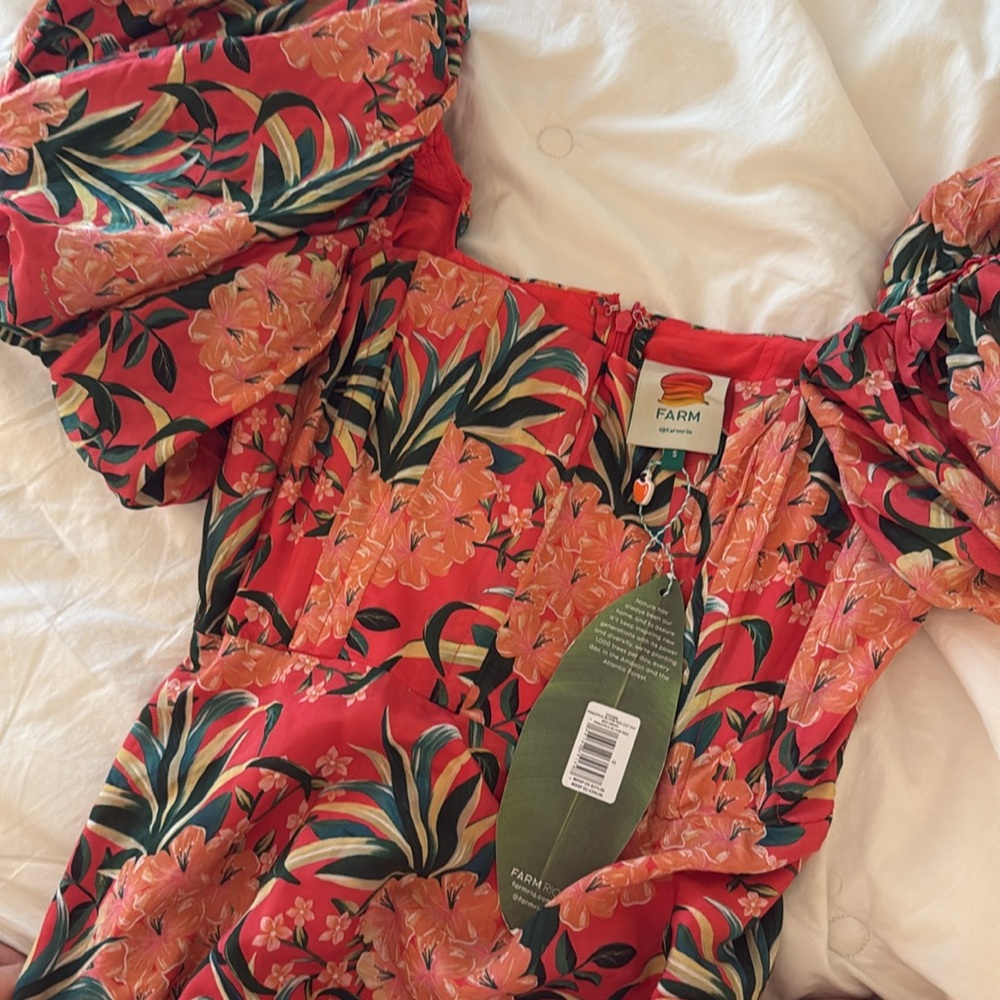 NWT Farm Rio Pineapple Bloom Red Cut Out Midi Dress - Picture 5 of 5